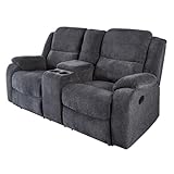 invicta INTERIOR Exklusiver 2er Kino Sessel Hollywood dunkelgrau Fernsehsessel Kinositze Heimkino Liegesessel verstellbar mit Getränkehalter Cupholder