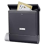 BURG-WÄCHTER Briefkasten mit Zeitungsfach und Namensschild, Verzinkter Stahl, Einwurf-Format DIN C4, 2 Schlüssel, AMZ 2500 ANT, Anthrazit (RAL 7016)