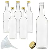 mikken 6 Glasflaschen 1000 ml Likörflasche zum befüllen + 1 Trichter