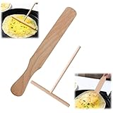 2 Stück Crepes-Set, Crepes Verteiler, Crepes Wender, Buchenholz Spatel, Praktische Küchenhelfer für perfekte Crêpes, Galettes & Pfannkuchen und leckere Speisen (Buchenholz Spatel+Teigverteiler Holz)