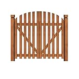 Gartentor aus Teakholz, doppelte Öffnung, Innenhof, Holzzaun-Zugang mit Bogenrahmen, schützende Trennwand, 135 x 100 cm, braunes Finish