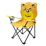 Spetebo Kinder Campingstuhl mit Getränkehalter - Motiv Bär - Garten Kinderstuhl faltbar mit Tragetasche - Freizeit Klappstuhl Anglersessel faltbar