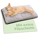 Selbstheizende Decke für Hunde & Katzen Grau 60x45cm - Weich & kuschelige Katzendecke - Geräuschdämpfung - Waschbarer Bezug - Mit Rutschfester Unterseite