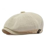 Herren Schiebermütze Barett Cap Damen Atmungsaktiv Jute Baskenmützen Retro Schirmmützen Bakerboy Newsboy Cap Gatsby Ivy Irish Flatcap (DE/NL/SE/PL, Alphanumerisch, Einheitsgröße, Beige)