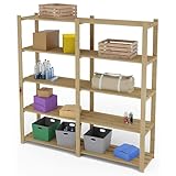 Lenmar Serie B Holzregal, Kiefer, Holz, Hellbeige, B-30 170 x 150 x 40 cm, 5 Böden, Bücherregal, Holzregal, Standregal, Wandregal, Regal mit 5 Böden, Büroregal, für Wohnzimmer, Lagerregal