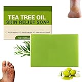 Loravey Teebaumölseife,Seifenstück mit Teebaumöl,Loravey Tea Tree Oil Soap,Tea Tree Body Wash,Natürliche Teebaumöl Seife für Gesicht und Körper,Sanftes Peeling,Entfernt Schmutz,Odor Control (1)