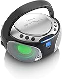 Lenco SCD-550 - CD-Player für Kinder - CD-Radio - Stereoanalage - Boombox - MP3 und USB Player - Bluetooth - 2 x 2 W RMS-Leistung - Party Lights - Silber