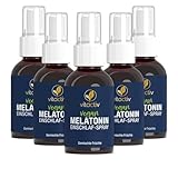 VITACTIV Melatonin Einschlafspray - Gemischte Früchte - 1925 Tage Vorrat, Hochdosiert - Melatonin Spray plus Passionsblumen Extrakt, Vitamine B1 und B6 - Zuckerfrei & Vegan - 250ml Sofort-Spray