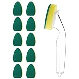 Hinapan Spülschwamm mit Spülmittelspender, Inklusive 1 Spülmaschinenstange und 10 Ersatzschwammköpfe, Reinigungsschwamm Spülbürsten mit Griff, Strapazierfähig Kratzfest