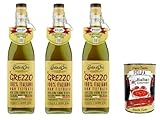 Costa d'oro il grezzo 100% italiano non filtrato olio extra vergine di oliva rohes 100% italienisches ungefiltertes natives Olivenöl extra 3x75ml+ Italian Gourmet Polpa di Pomodoro 400g