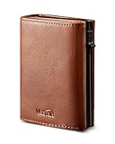 Vastaia Geldbörse Herren Leder Klein Mit Münzfach | Portmonee Herren Und Damen slim mit RFID-Schutz | Slim wallet mit münzfach(Braun)