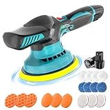 12V Akku Poliermaschine,150mm Exzenter Poliermaschine, mit 2x 3000mAh Akkus, 6 Variable Geschwindigkeit Auto Poliermaschine zum Polieren, Schleifen, Auto KFZ Boot Akku-Puffer
