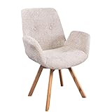 Riess Ambiente Drehbarer Stuhl Baltic - beige Natur - Bouclé Stoff Eiche Massivholz - Esszimmerstuhl mit Armlehne Schaumstoff-Polsterung