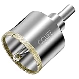 CCLIFE Diamantbohrer, 45mm Diamant Lochsäge mit Zentrierbohrer, 45# Kohlenstoffstahl, Glasbohrer mit Diamant-Beschichtung für Keramik, Granit, Glas
