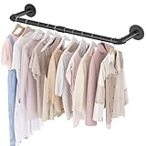 SMILOVII Kleiderstangen für die Wand, Industrielle Kleiderstange Wandmontage, 92 cm Strapazierfähige Kleiderstangen – Garderobenstange Wandmontage aus Metall für Zuhause, Geschäfte und Kleiderschränke