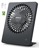 TriPole Tischventilator Leise, 2000mAh Ladefähige USB Ventilatoren Ausführen Bis zu 4-16 Std, 3 Geschwindigkeiten Tragbarer Akkulüfter-30dB, 180°Einstellbar, für Büro, Bibliothek, Reise-Schwarz