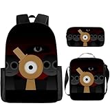 Sp𝒓u𝒏𝒌𝒊 Kinderrucksäcke 3 Teiliges Set,Schulrucksack Mädchen Jungen Leicht Backpack,Sp𝒓u𝒏𝒌𝒊 Characters Druck Rucksack Teenager,Hohe Kapazität Schultaschen für Schule Travel Freizeit(#D)