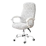 OBASDFD Stretch-Jacquard-Bürostuhl-Schonbezug, Elastischer Möbelschutz Mit Rutschfester Passform for Schreibtisch-Computerstühle(White,Large)