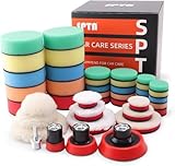 SPTA Polierschwamm, 43tlg 30mm, 50mm, 80mm Polierschwämme Polieren Pad Schwamm Set mit Set und Polierfell Polierset Polierteller Kit für Bohrmaschine, Für Poliermaschine