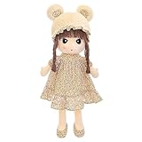 CALLOVE FakeFace Stoffpuppe babypuppe Püppchen mit Haar Baby Kinder Mädchen Deko Weiche Baby Puppe Doll Kuschelpuppe Taufgeschenk Plüschtier Gefüllte Puppen Mädchen Plüsch Spielzeug 50cm (Puppe-Gelb)