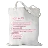 Yoljun Christliche Stoffbeutel Bedruckt, Rosa Wiederverwendbar Jutebeutel Tragetasche mit I will fear no evil, Wiederverwendbar Aesthetic Canvas Tote Bag, Christliche Geschenke für Frauen, 40×35cm