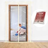 V-Pro Staubsperre mit Reißverschluss-Tür, transparent, selbstklebend, wasserdichte Kunststoffabdeckung, Barrieresystem von 95'' x 48'', Staubschutz für Bau, Renovierung, Umzug und Heimwerker