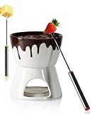 Kellegour Schoko Fondueset aus Porzellan,Kitchen Schoko Fondueset,Keramike Schokofondue mit 2 Gabeln,Schoko Fondueset Käsefondue für Familienessen Nachtisch Picknicks Geburtstagsfeiern Urlaubsfeiern
