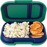 Fancial Kids Snack – auslaufsichere Lebensmittelaufbewahrung im Bento-Stil mit 2 Fächern – Grün/Marineblau – leicht zu öffnender Verschluss – spülmaschinenfest – BPA-frei – ideal für Kinder ab 3