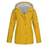 Langer Damen-Regenmantel, wasserdicht, Trainingsanzug, Hoodie, Regenmantel für Damen, lang, Übergröße, leichte Jacke, gesteppte Frühlingsjacken, Damenmäntel und Jacken, gelb, L