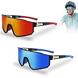 Asfrode 2 Stück Fahrradbrille Set, UV400 Schnelle Brille, Sportbrillen, Radsportbrillen, Fahrradbrille Herren/Damen, Mtb Brille, für Outdooraktivitäten Ski Fahrrad Angeln, Schutz Radsportbrillen