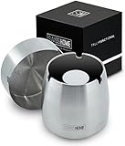 SWISSHOME® - Geruchsdichter Aschenbecher mit Deckel - 2 in 1 - für Drinnen & Draußen - Das Original aus Edelstahl in Premium Geschenkbox (Grösse M)