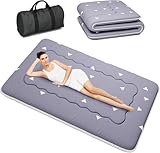 Kiseely Japanische Futon-Matratze, Faltbare Tatami-Matte, tragbare Schlafunterlage mit Tasche und Gurt, Bodenmatratze, verdickte Schlafmatratze, Camping-Matratze (Grau YU1, 90X200cm)