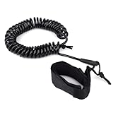 FLOWERUN Surf Leash 5mm für SUP, Fußschlaufe für Surfboard, Rutschfestes Neopren, Salzwasserbeständig, Surf Zubehör für Damen Herren Kinder (Schwarz)