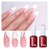 Ozzeal UV Nagellack Set, 2 Pcs 15ML Weiß und Nackt Gelee Rosa UV Gel Nagellack Transluent Gel Nail Polish Französisch Frühling Sommer Gel Nagellack Kit Soak Off LED UV