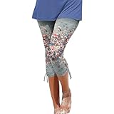 HOOUDO Sale Angebote Blitzangebote Kurze Leggings für Damen 2024 Caprihose mit hoher Taille, leichte, schmale Yogahose mit Kordelzug Lederimitat Hose Kompressionsstrumpfhos Sale Angebote Bestellung