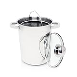 Krüger Edelstahl-Spargeltopf mit Glasdeckel und Siebeinsatz - Spargel-Kochtopf mit Deckel zum Sichtkochen - energiesparender Kapselboden & Kaltmetallgriffe - induktionsgeeignet