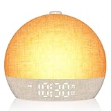Tageslichtwecker Sanftes Aufwachen für Tiefschläfer,Lichtwecker Sonnenaufgang mit 30 natürliche Klänge und Schlaf-timer 15/30/60/180Min Schlafzimmer Wecker 7 Wecktöne Geschenke für Frauen Männer Teens