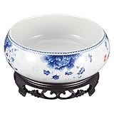 VALICLUD Keramik Hydroponik Pflanzschale Klein 14 16cm mit Kunststoffsockel Weiß für Innen Außen Narzissen Blumentopf Dekoration