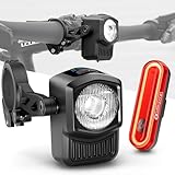 BÜCHEL Fahrradlicht Set - USB-C Fahrrad Lichter LED Set mit 8h Leuchtdauer & Kontrollanzeige - Frontlicht mit 4 Leuchtmodi (15-60 Lux) - StVZO-Konformes Fahrradbeleuchtung Set - Werkzeugfreie Montage