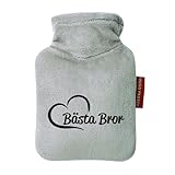 Huuraa Taschenwärmer Bästa Bror Hjärta Geschenk 0,2 Liter Grey Mini Veloursbezug Bästa Bror Geschenkidee