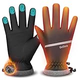 GoSkala Handschuhe Herren Winter Thermohandschuhe Touchscreen Winterhandschuhe Damen wasserdichte Frostfit - Thermo Skihandschuhe wasserdichte Fahrradhandschuhe Dicke Warm Fäustlinge, Schwarz L