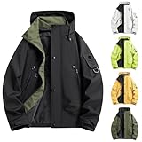 Mrat Wasserdichte Herren-Jacke mit Kapuze, Windschutz, leicht, lässig, atmungsaktiv, Cargo-Regenjacke, winddicht, Sportbekleidung, Angeln, Jagd, Klettern, Wandern, schnell trocknend, einfarbig