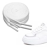 Ouligay 2 Paar Weiße Schnürsenkel Flach 8mm Breit Schnürsenkel Reißfeste 120cm Flache Schuhbänder für Sneaker Turnschuhe Freizeitschuhe