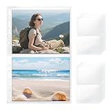 40 Stück 160 Taschen Klarsichthüllen A4 Glasklar,Klarsichtfolien A4 für Standard-A4-Ordner mit 2/3/4/7 Löchern,Transparente Postkartenhüllen,Fotoalbum Nachfüllseiten für 8-Zoll-Fotos und A5-Postkarten