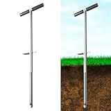 MOZMY 91,4cm Bodenprobe-Sonde, T-Griff Edelstahl Bodenprobennehmer, Bodensonden für Bodenproben mit Fußpedal und Wiederverwendbaren Probenbeuteln für Bauernhof/Landwirtschaft/Garten/Rasen
