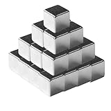 Floordirekt Magnete stark 12 Stück Neodym Magnet extra stark für Magnettafel, Whiteboard, Glasboard, Mini Kühlschrankmagnete starker Halt 10x10x10mm Würfel, Silber