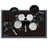 Aucuda Schlagzeugteppich, 120x140cm rutschfest Schalldicht Drum Teppich Matte Innen und Außen, Elektronisches Jazz Schlagzeug Kit für Bass Snare Drum, Indoor Schallschutz Akustik Teppich, Schwarz.