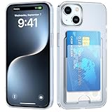 nicekool Hülle für iPhone für iPhone 15 Plus mit Kartenfach, Handyhülle Transparente Rückseite Schutzhülle Dünn Weiche Stoßfest Handy Kartenhalter Kartenetui Bumper Brieftasche Cart Case Cover