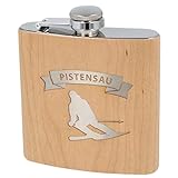 Spruchreif | Flachmann aus Edelstahl mit Gravur „Pistensau“ – Originelles Geschenk für Ski- & Snowboard-Fans | Perfekt für Après-Ski & Winterabenteuer