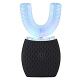 Automatische Ultraschall Zahnbürste, Elektrische Ultraschall-Zahnbürste, 360° Ultraschallzahnbürste für Erwachsene, Zahnaufhellungsbürste mit Timer Elektrozahnbürste Kabelloses Laden (Black)